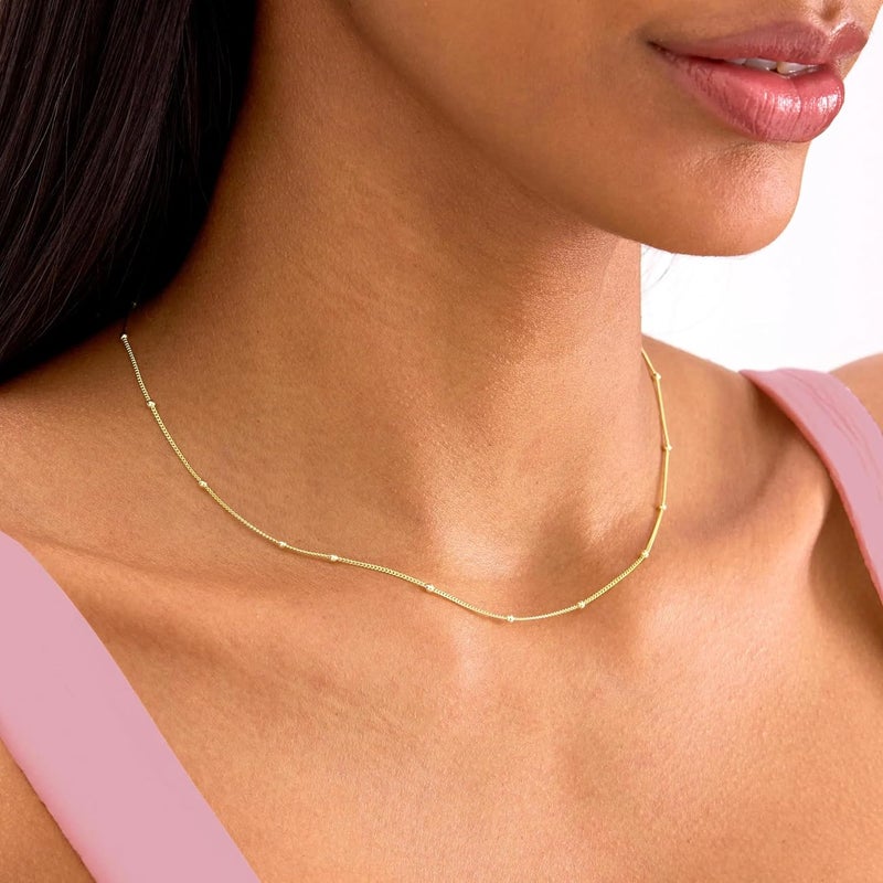 Dodder Store Gold Layered Necklaces for Women, 14K Gold Plated Dainty Gold Chain Choker Necklace Stack, Herringbone Gold Necklaces Set - Image 3